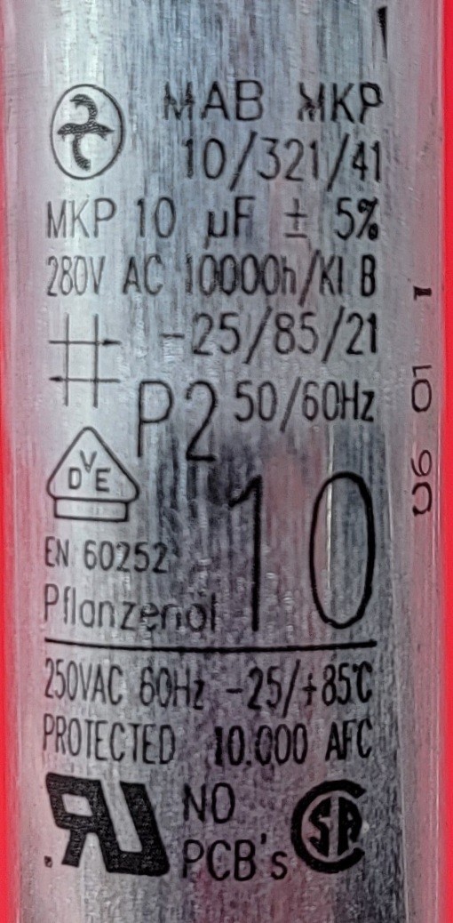 Genuine Dishwasher Gaggenau Capacitor Part#EN60252
