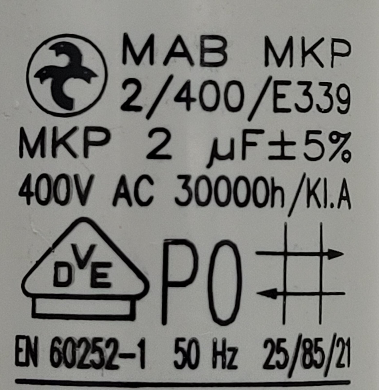 Genuine Oven Viking Capacitor Part#EN 60252-1 PE050247