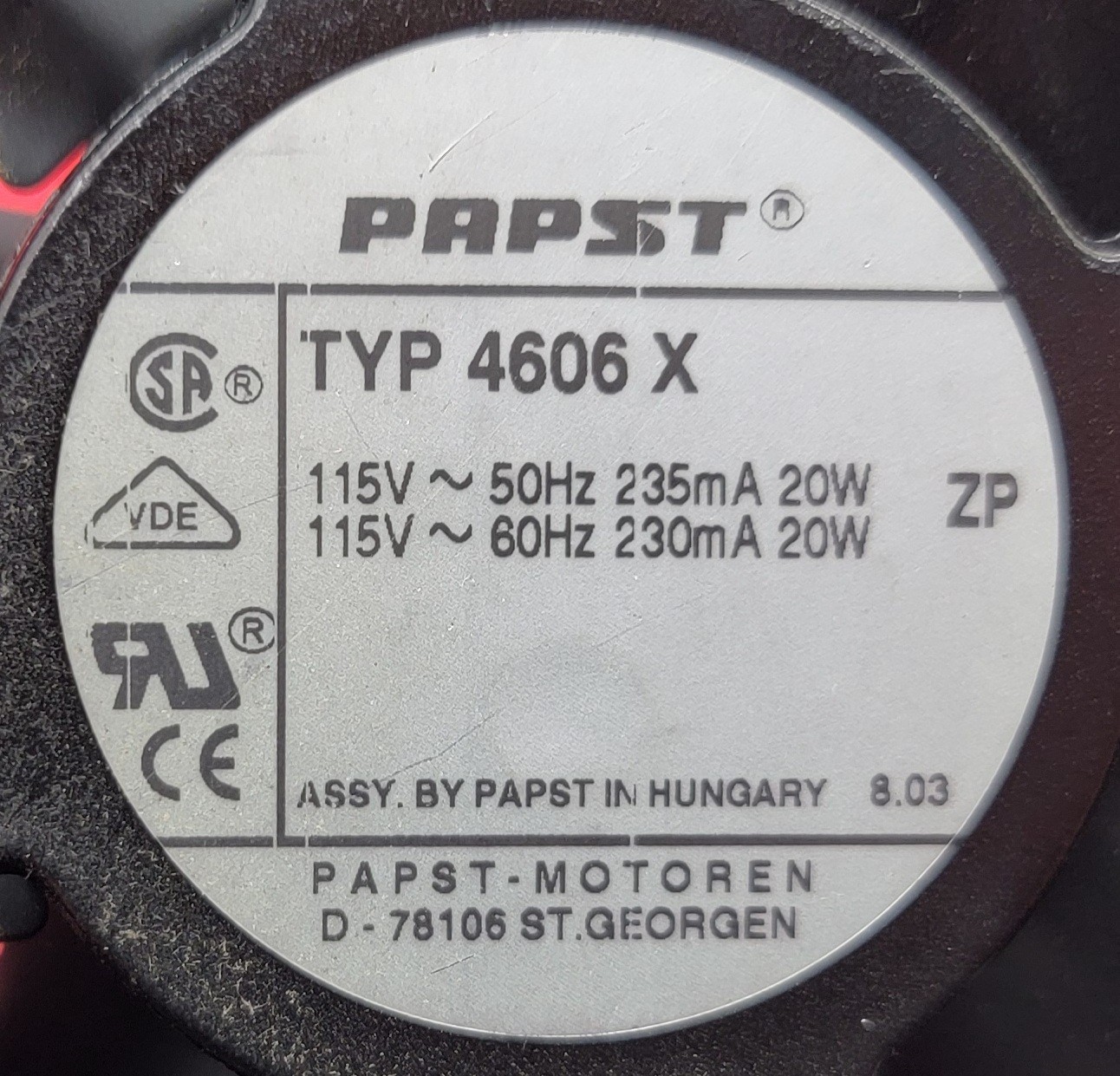 Genuine Double Oven Thermador Cooling Fan Motor Part#TYP4606X