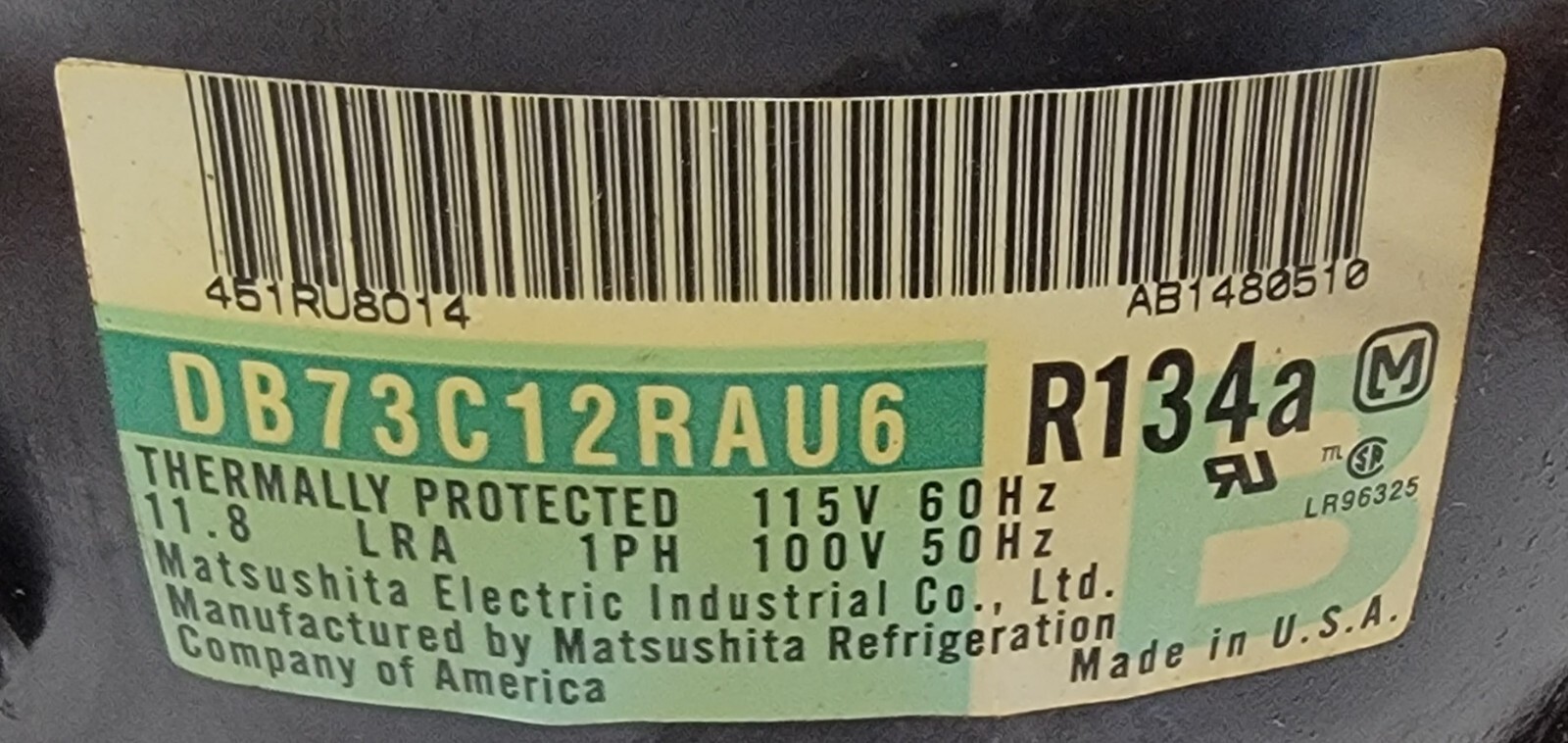 Genuine Refrigerator Sub-Zero Compressor Part#DB73C12RAU6