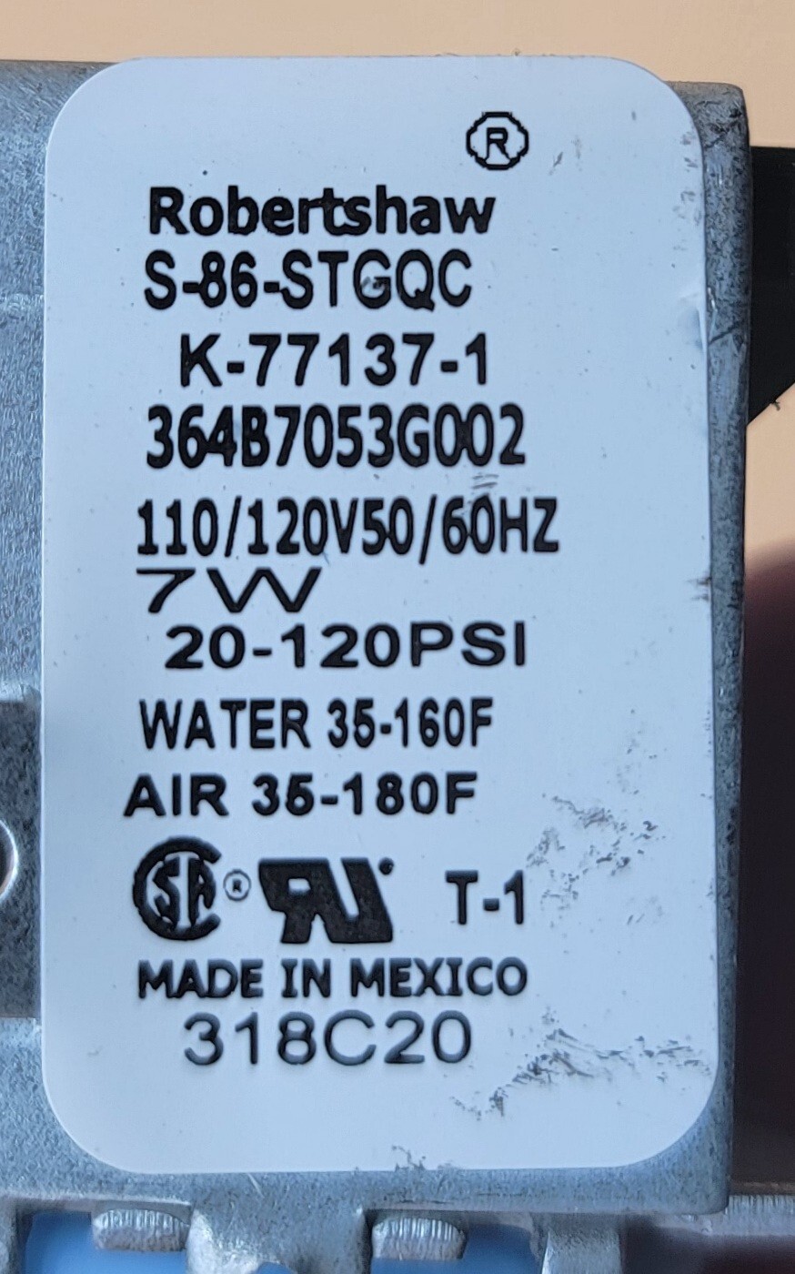 Genuine Dryer GE Water Inlet Valve Part#364B7053G002