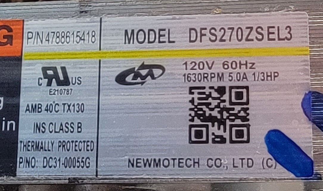 Genuine Dryer Samsung Motor w/Blower Part#4788615418