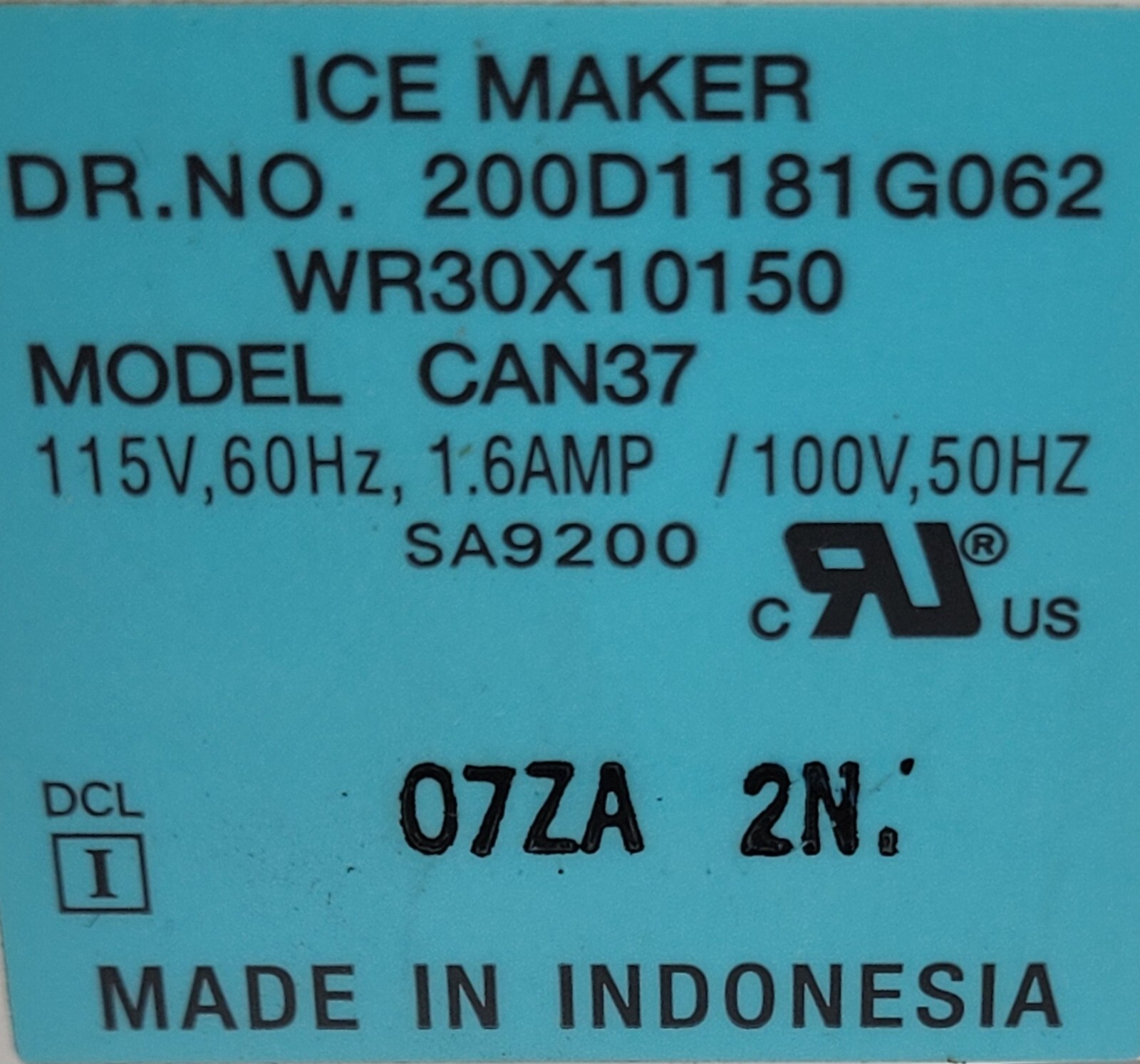 Genuine Refrigerator GE Ice Maker Part#200D1181G062