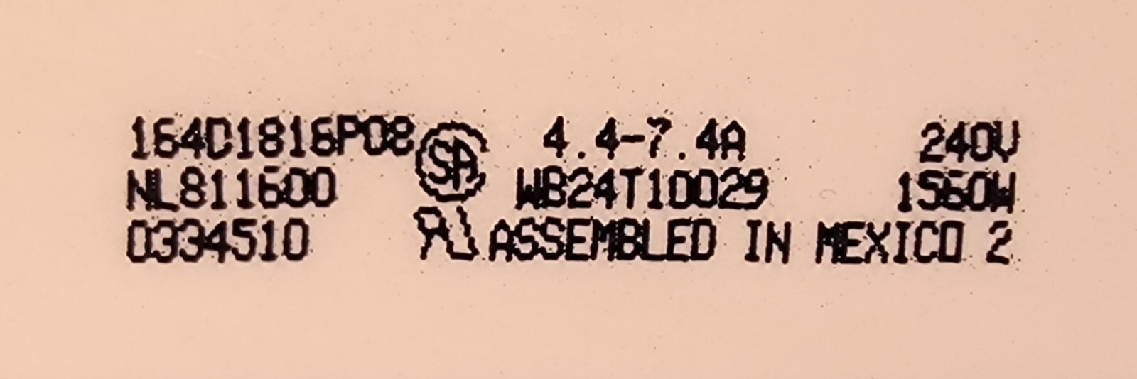 Genuine Oven GE Infinite Switch Part#164D1816P08