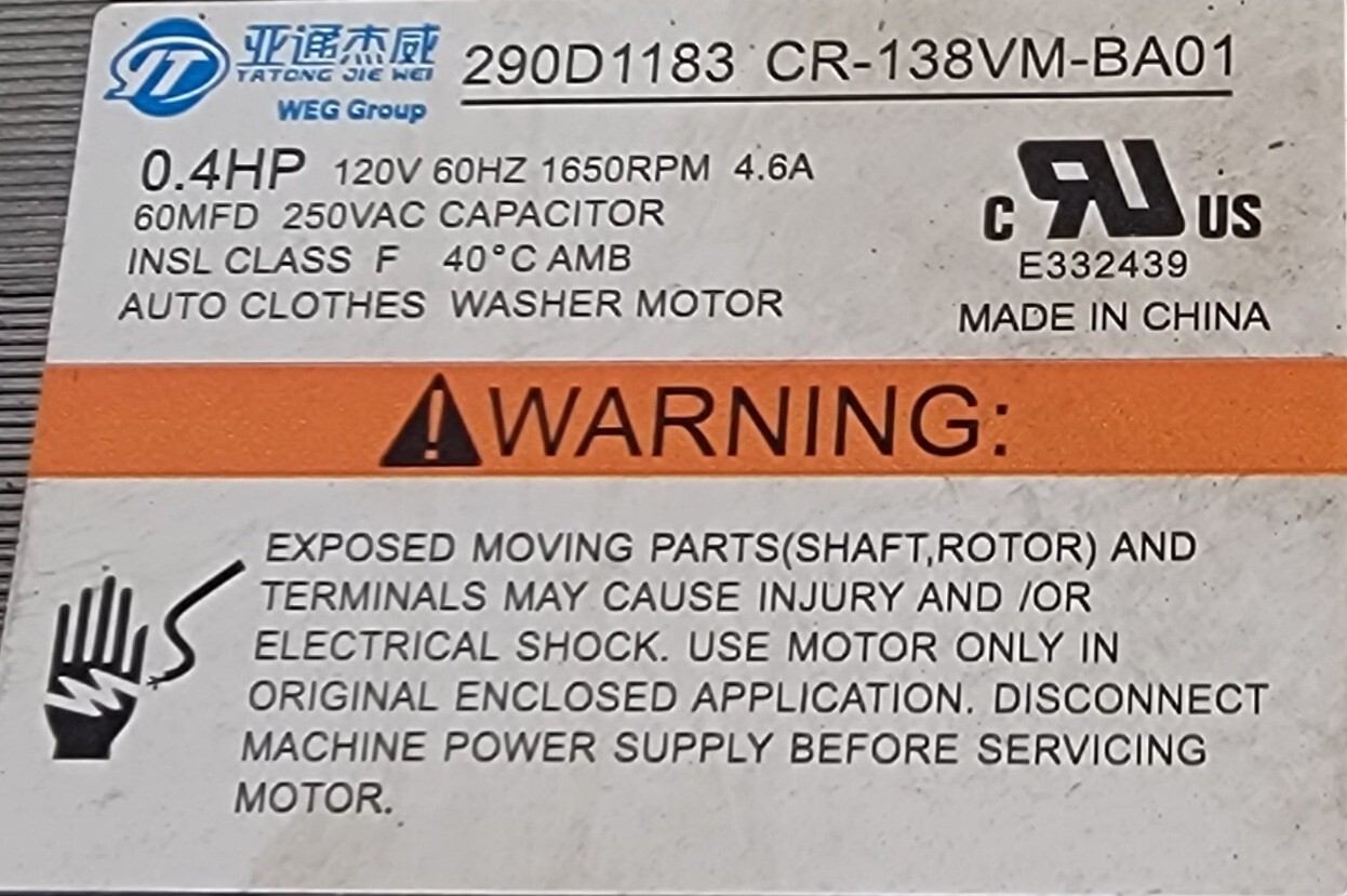 Genuine Washer GE Drive Motor Part#290D1183