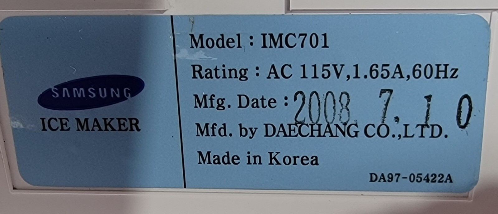 Genuine Refrigerator GE Ice Maker Part#DA97-05422A
