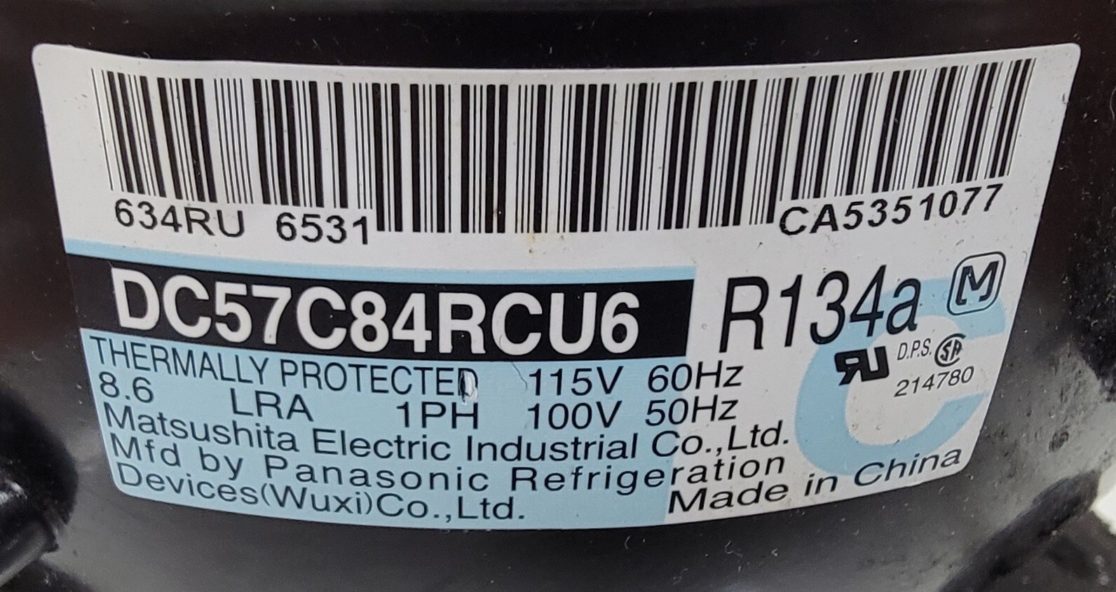 Genuine Refrigerator GE Compressor Part#DC57C84RCU6