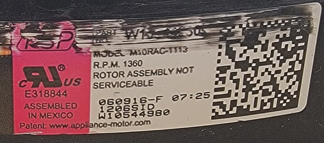 Genuine Washer Whirlpool Stator Rotor Part#W10544980