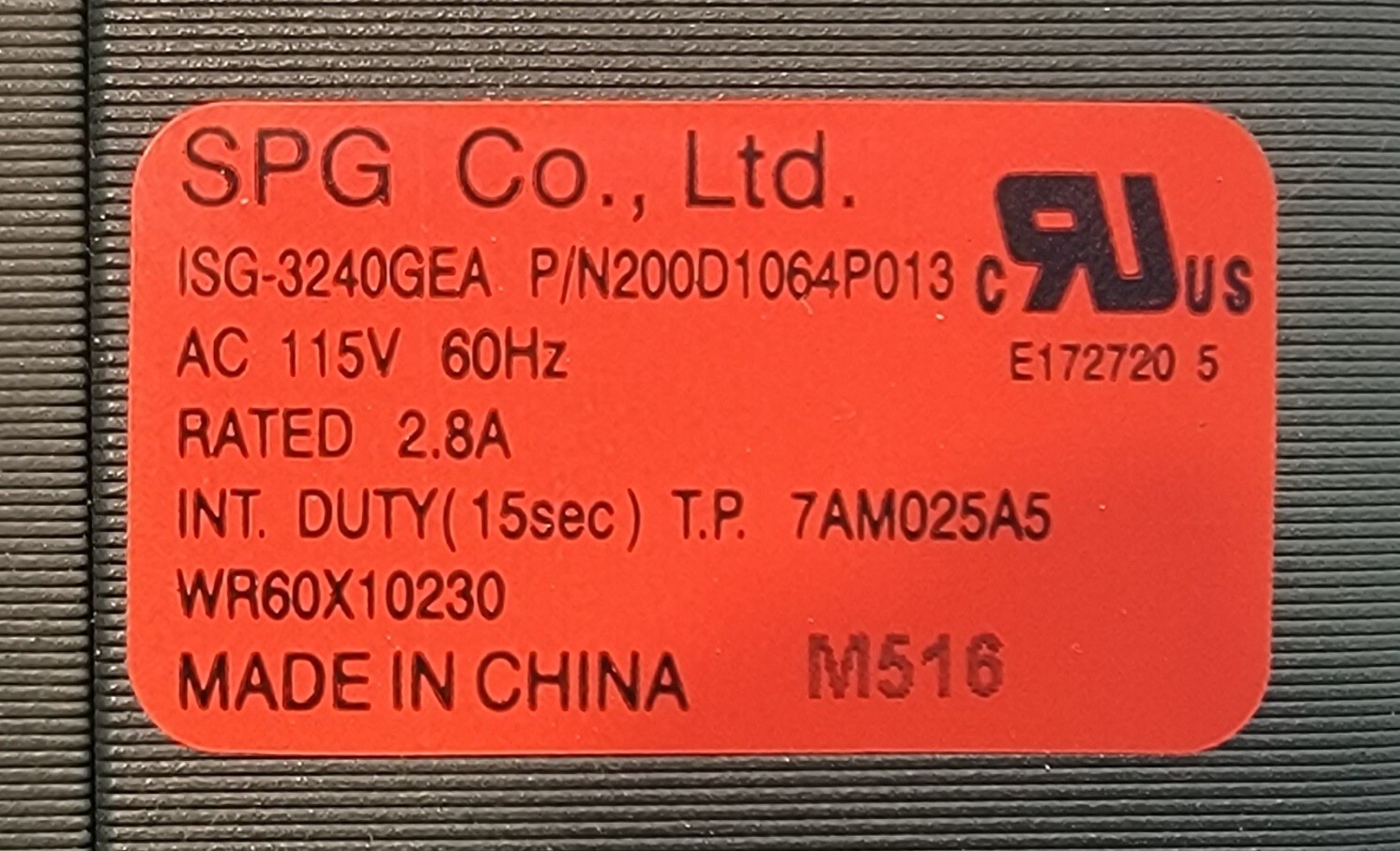 Genuine Refrigerator GE Auger Motor Part#200D1064P013