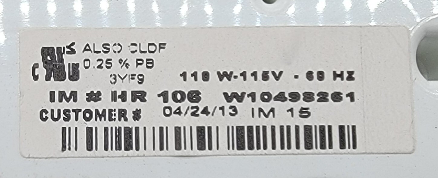 Genuine Refrigerator Whirlpool Ice Maker Part#W10498261
