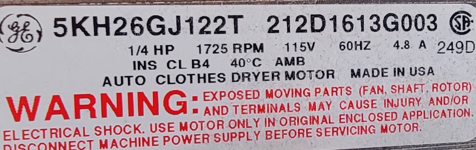 Genuine Dryer GE Motor w/Blower Part#212D1613G003