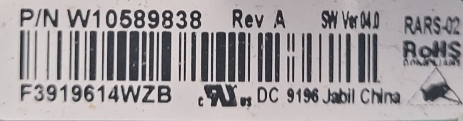 Genuine Refrigerator Whirlpool Circuit Board Part#W10589838