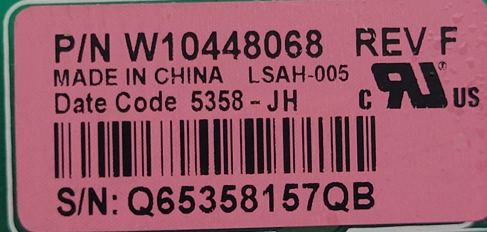 Genuine Dryer Whirlpool Circuit Board Part#W10448068