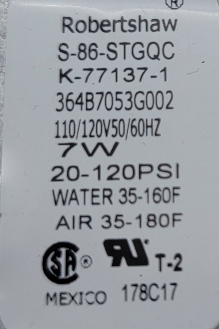 Genuine Dryer GE Water Inlet Valve Part#364B7053G002