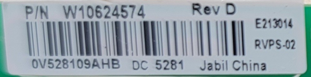 Genuine Refrigerator Kitchen Aid Control Board Part#W10624574
