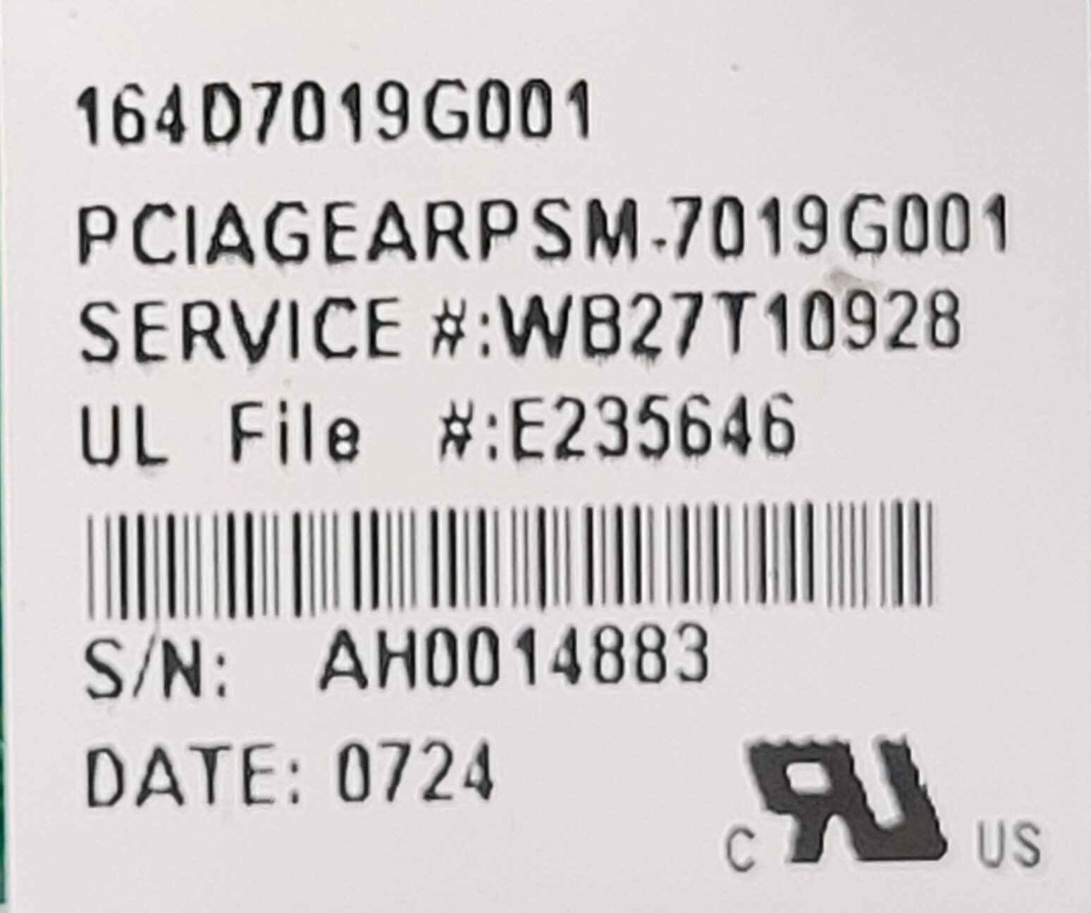 Genuine Double Oven GE Control Board Part#164D7019G001