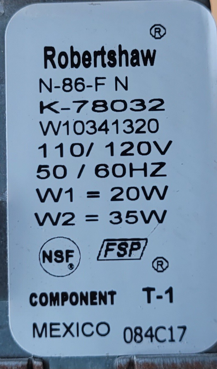 Genuine Refrigerator Kitchen Aid Water Inlet Valve Part#W10341320