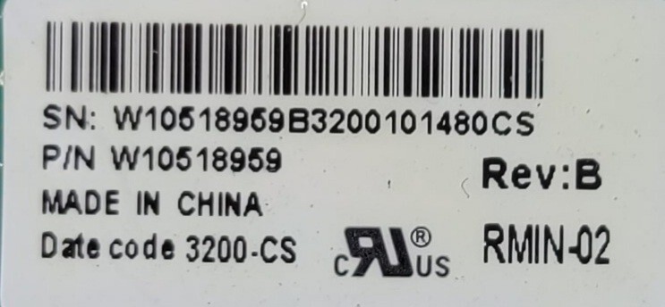 Genuine Refrigerator Whirlpool Control Board Part#W10518959