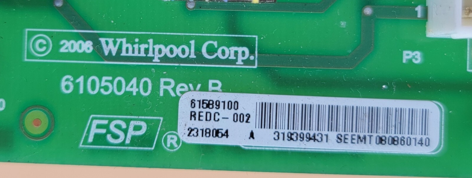 Genuine Refrigerator Kitchen Aid Control Board Part#61589100