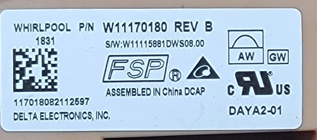 Genuine Dishwasher Kitchen Aid Control Board Part#W11170180