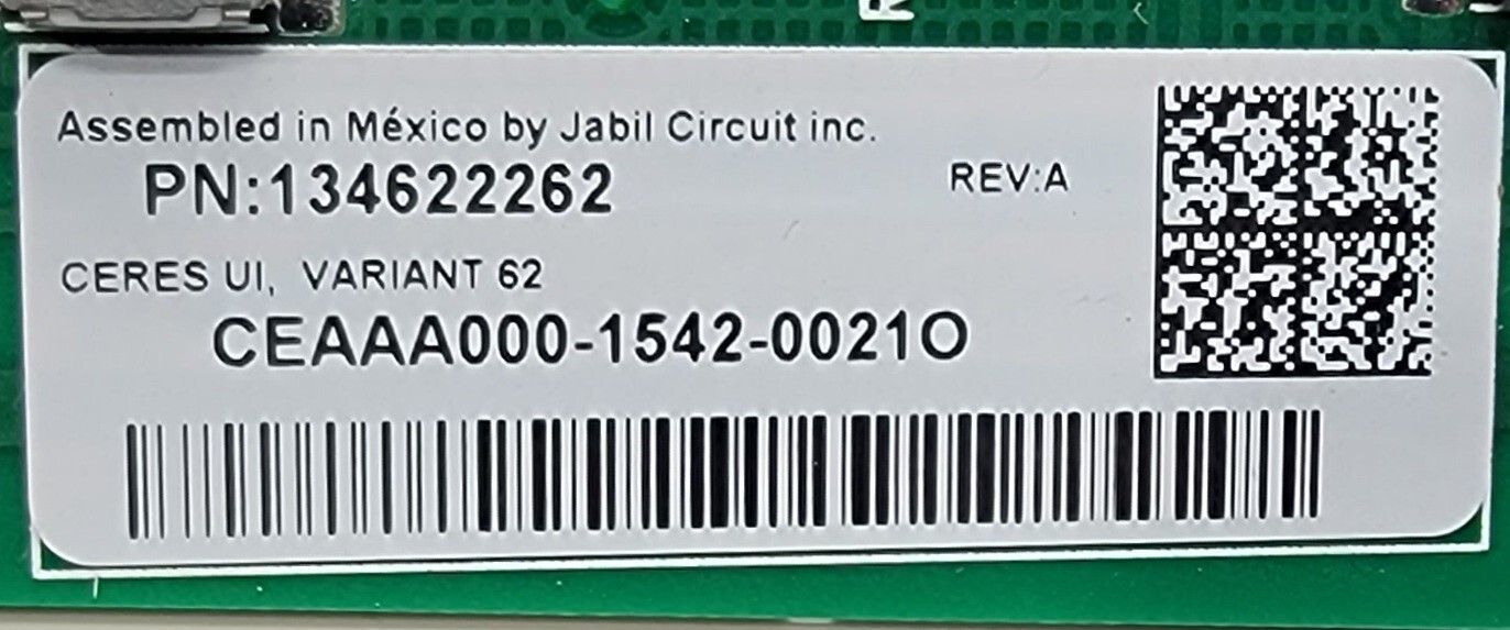 Genuine Washer Electrolux Control Board Part#134622262