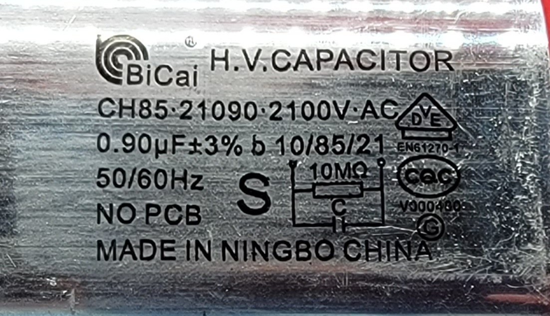 Genuine Microwave Bertazzoni Capacitor Part#CH85.21090.2100
