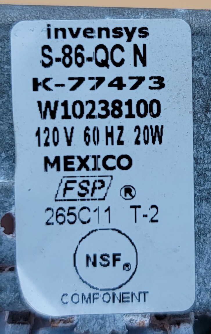 Genuine Refrigerator Kitchen Aid Water Inlet Valve Part#W10238100