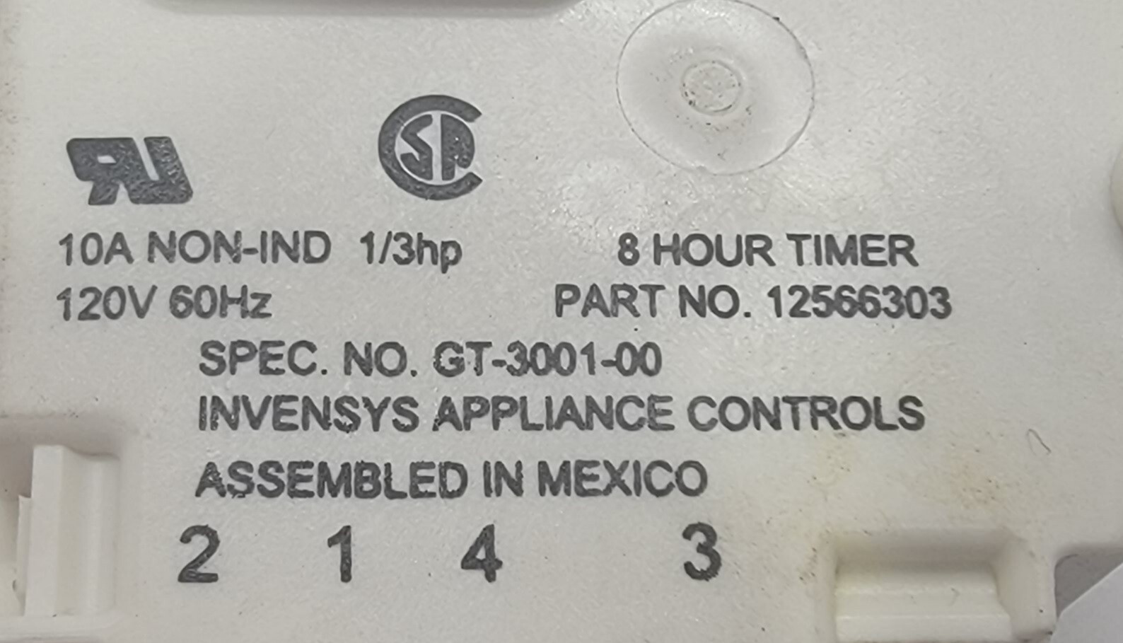 Genuine Refrigerator Kitchen Aid Defrost Timer Part#12566303