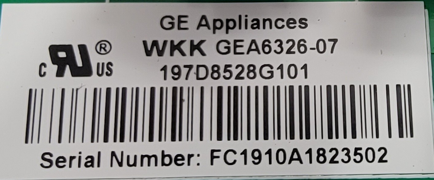 Genuine Refrigerator GE Control Board Part#197D8528G101