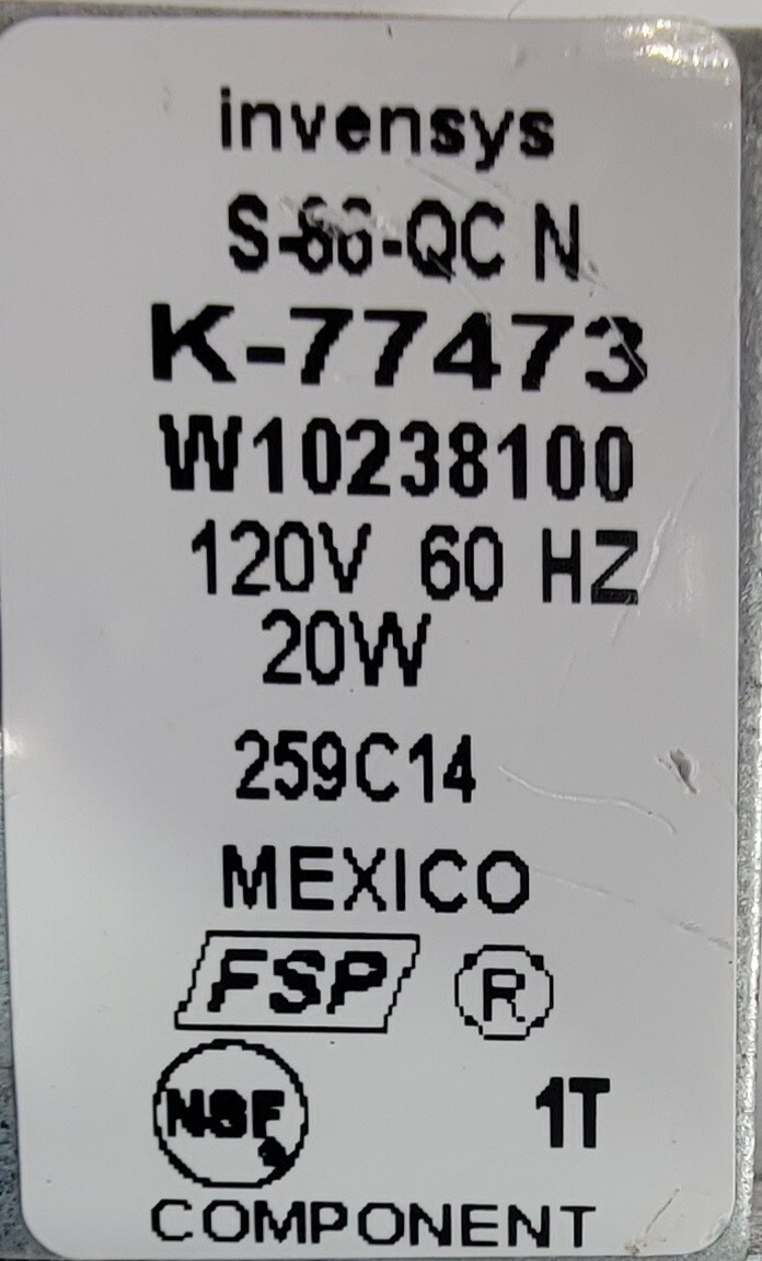 Genuine Refrigerator Whirlpool Water Inlet Valve Part#W10238100