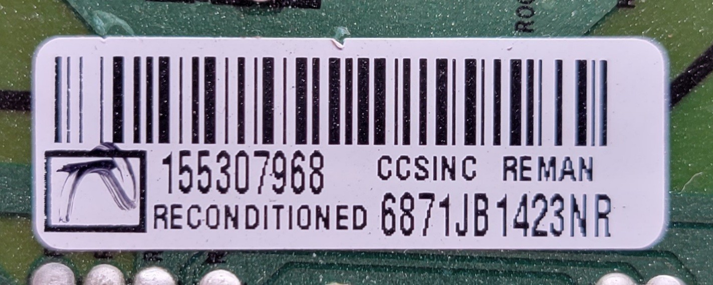 Genuine Refrigerator LG Control Board Part#155307968 6871JB1423NR