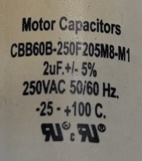 Genuine Oven Viking Capacitor Part#CBB60B-250F205M8-M1 PE050247