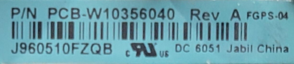 Genuine Refrigerator Kitchen Aid Control Board Part#W10356040