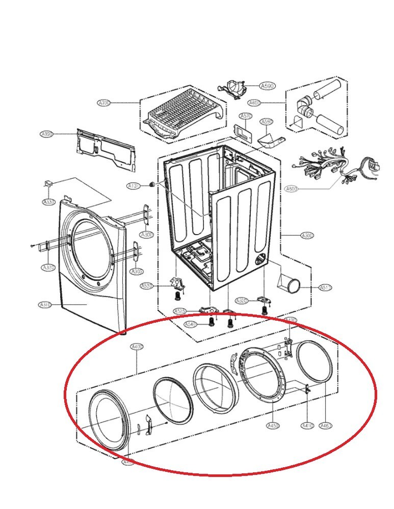 Genuine LG Mod. DLEX2501V Door Assy. Part# 3581EL0002K