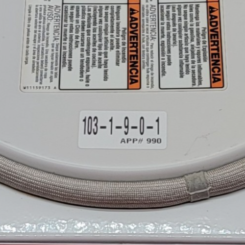 Genuine Washer/Dryer Whirlpool Door Part#W11159173