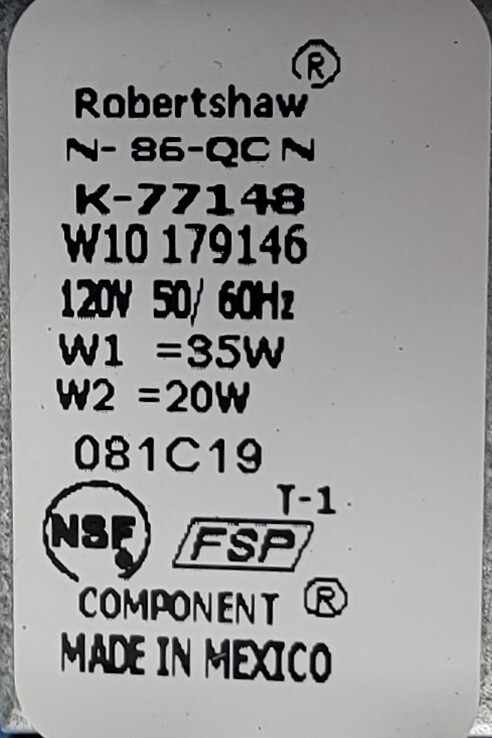 Genuine Refrigerator Kenmore Water Inlet Valve Part#W10179146