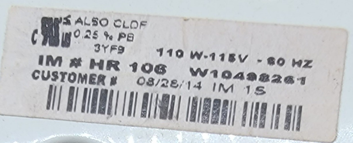 Genuine Refrigerator Brand Ice Maker Part#W10498261