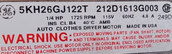 Genuine Dryer GE Motor w/Blower Part#212D1613G003 - Image 4