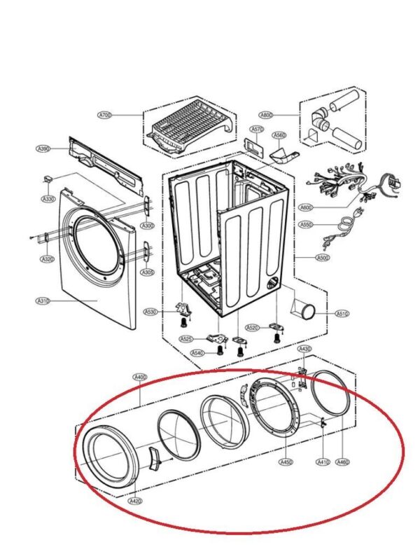 Genuine LG Mod DLE5977S Door Assy. Part# 3581EL0002A 3212EL1014A 4027EL1001A - Image 7