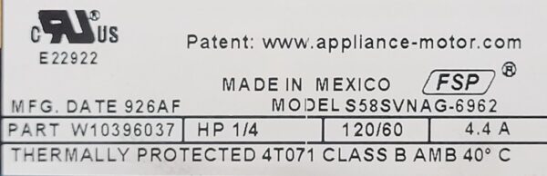 Genuine Washer Whirlpool Motor Part#26843975 W10396037 - Image 8