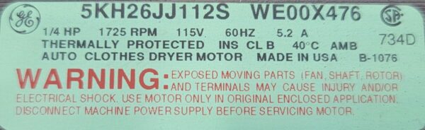 Genuine Dryer GE Motor Part#5KH26JJ112S WE00X476 - Image 4