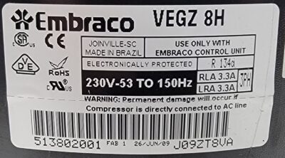 Genuine Refrigerator GE Monogram Compressor Part#VEGZ 8H - Image 4