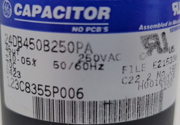 Genuine Washer GE Capacitor Part#123C8355P006 - Image 4