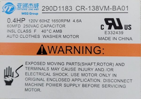 Genuine Washer GE Motor Part#290D1183 - Image 4