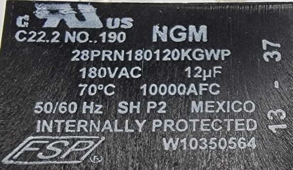 Genuine Refrigerator Kitchen Aid Capacitor Part#W10350564 - Image 3