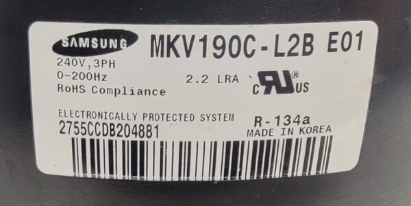 Genuine Refrigerator Samsung Compressor Part#MKV190C-L2B/E01 - Image 4