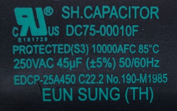 Genuine Washer Samsung Capacitor Part#DC75-00010F - Image 5