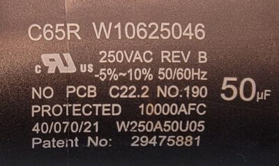 Genuine Washer Whirlpool Capacitor Part#W10625046 - Image 4