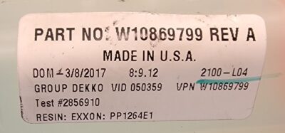 Genuine Washer Whirlpool Water Inlet Valve Part#W10869799 - Image 4