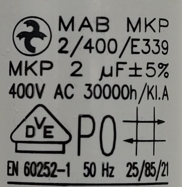 Genuine Oven Viking Capacitor Part#EN 60252-1 PE050247 - Image 4